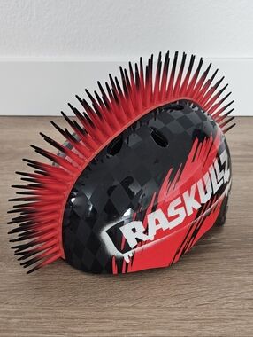 Raskullz Hawk Black and Red Mohawk Bike Helmet